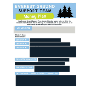 screenshot of Everest Ground Support Team Money Plan Worksheet