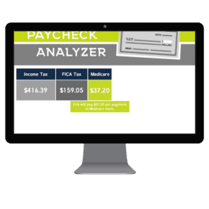 computer screenshot of paycheck analyzer presentation page