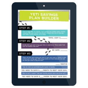 tablet showing Yeti Savings Plan Builder worksheet