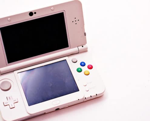pink, nintendo-looking game console