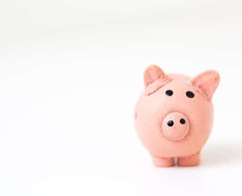 pink piggy bank for kids on white background