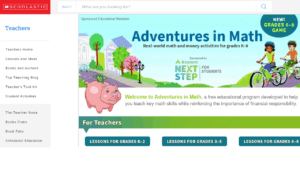 screenshot of scholastic's adventures in math