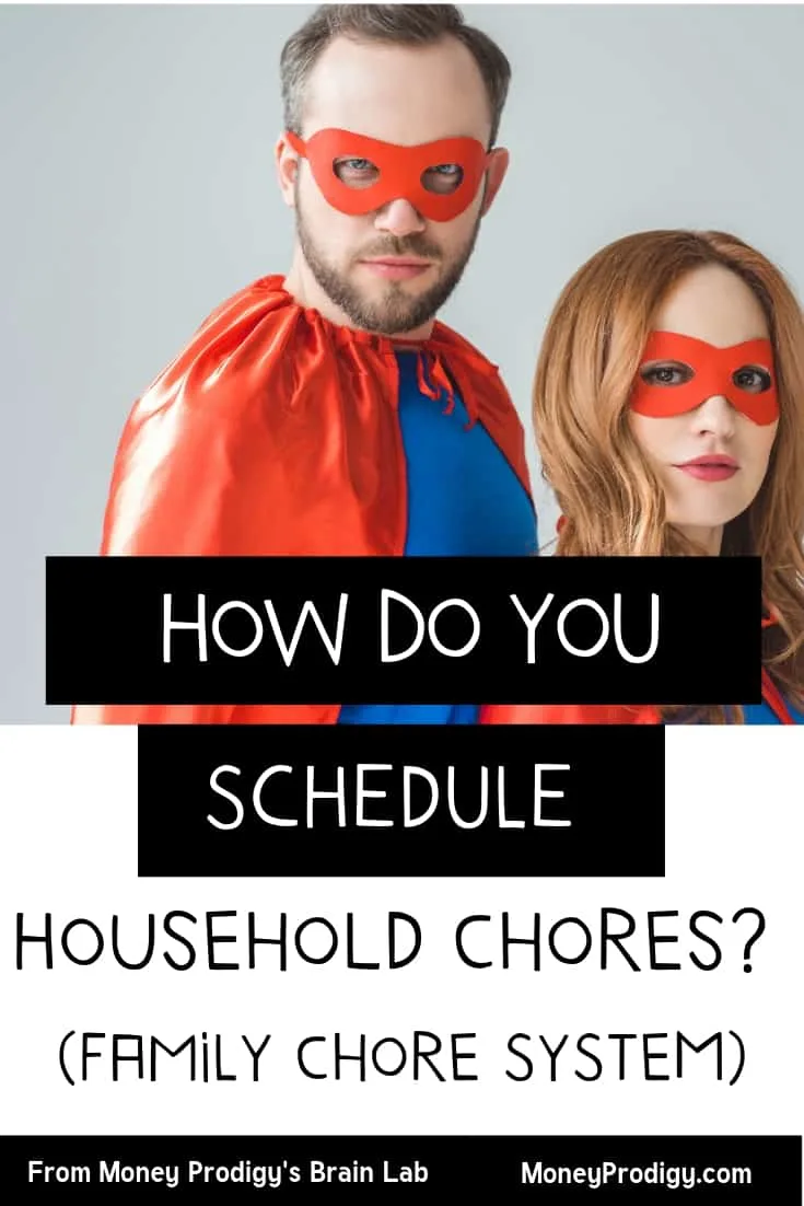 Mom and Dad in superman costumes, text overlay