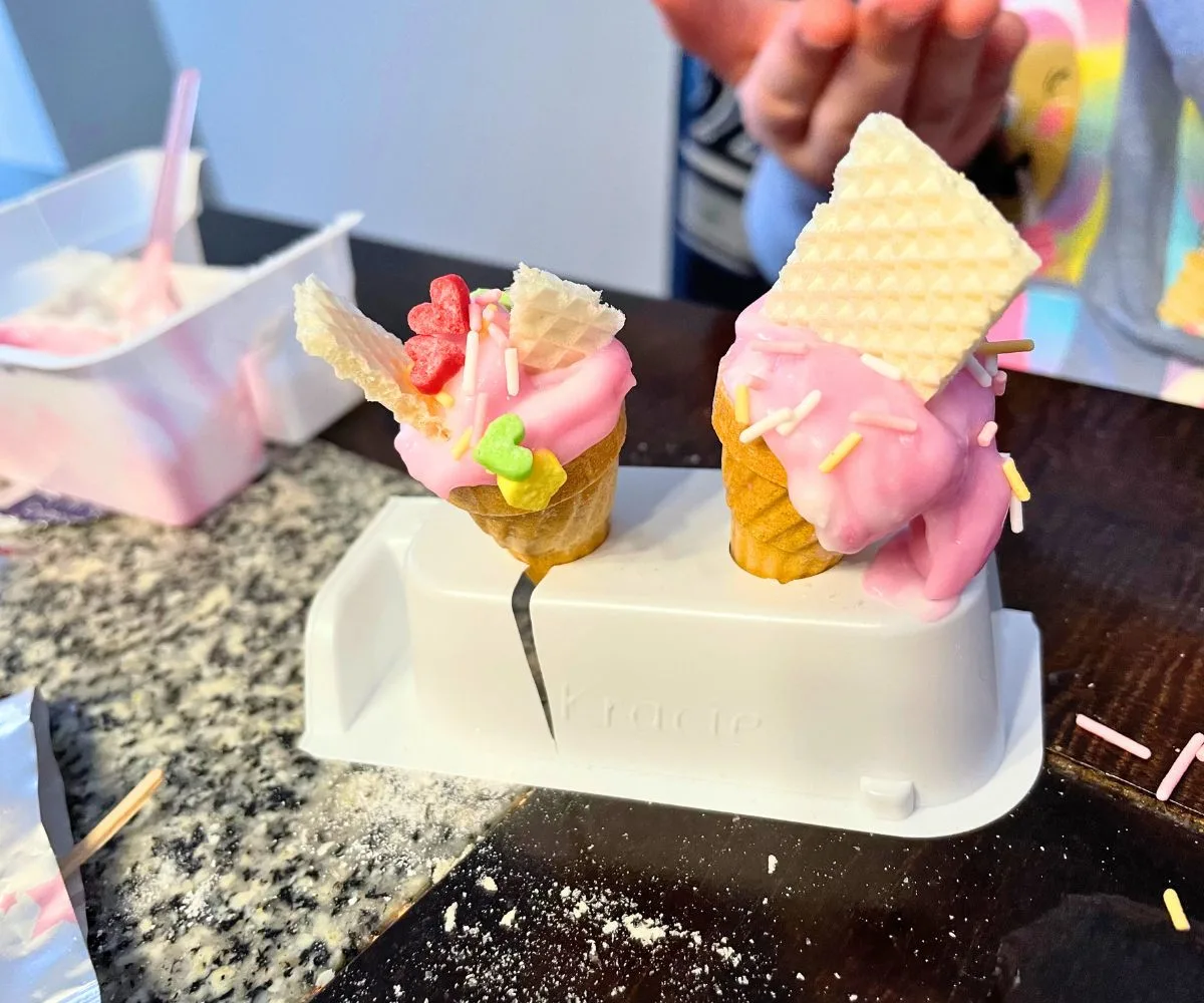 finished mini ice-cream cones from the kits - super cute