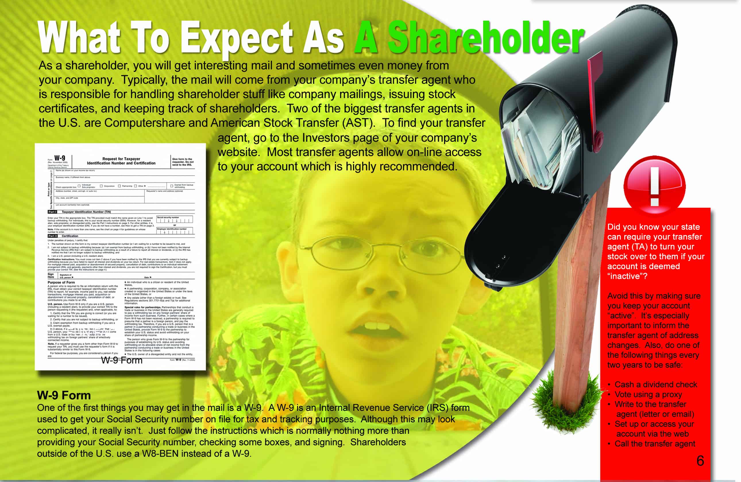 screenshot of inside page on the Shareholder Kit, describing how to be a shareholder