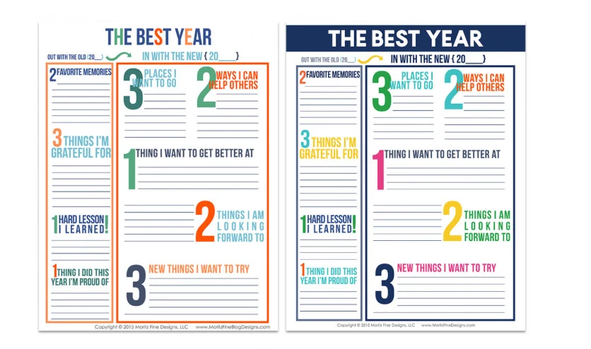 screenshot of yearly reflection goal setting worksheet for teens