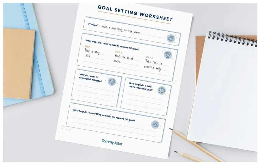 screenshot of one page, simple goal setting worksheet pdf