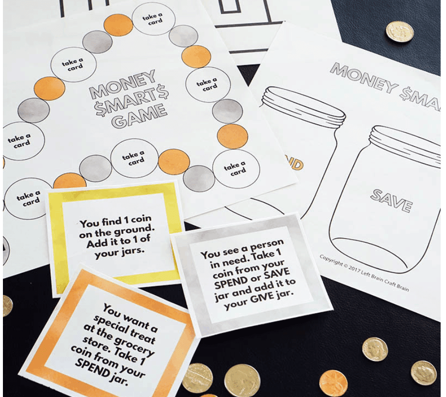 screenshot of Money Smarts Game printable money game for kids