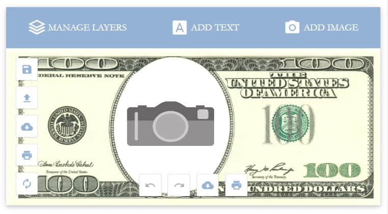 screenshot of editable and customizable free money printable for kids