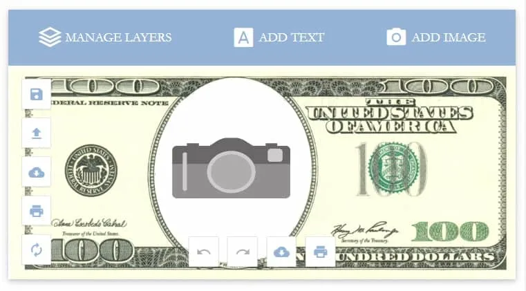 screenshot of editable and customizable free money printable for kids