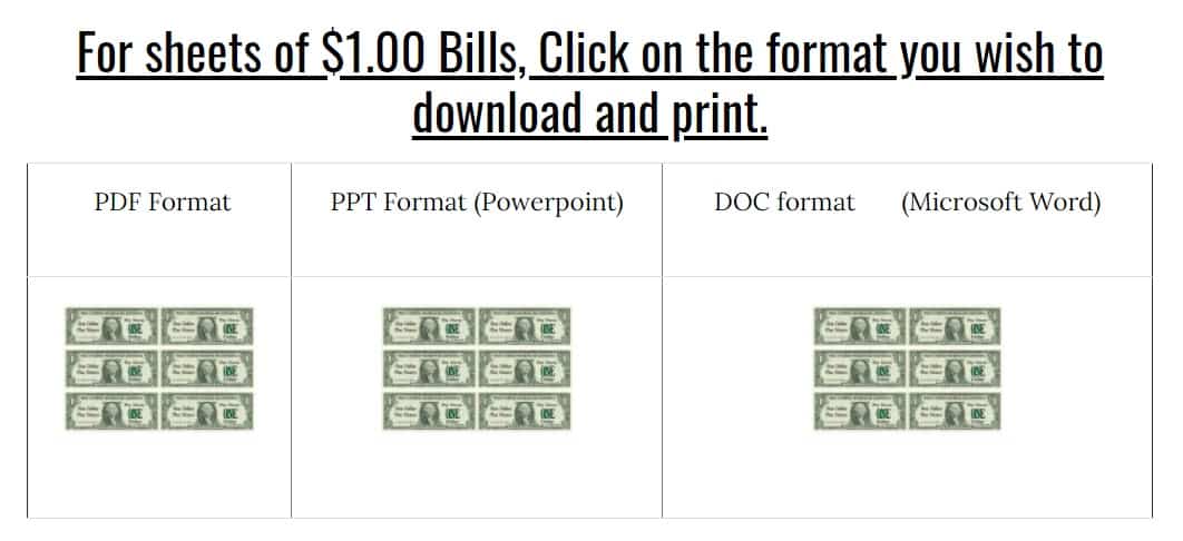 screenshot of printable money pdf that looks real