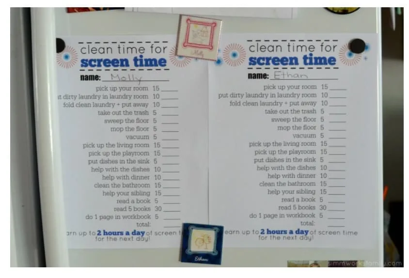 screenshot of children reward system idea for screen time