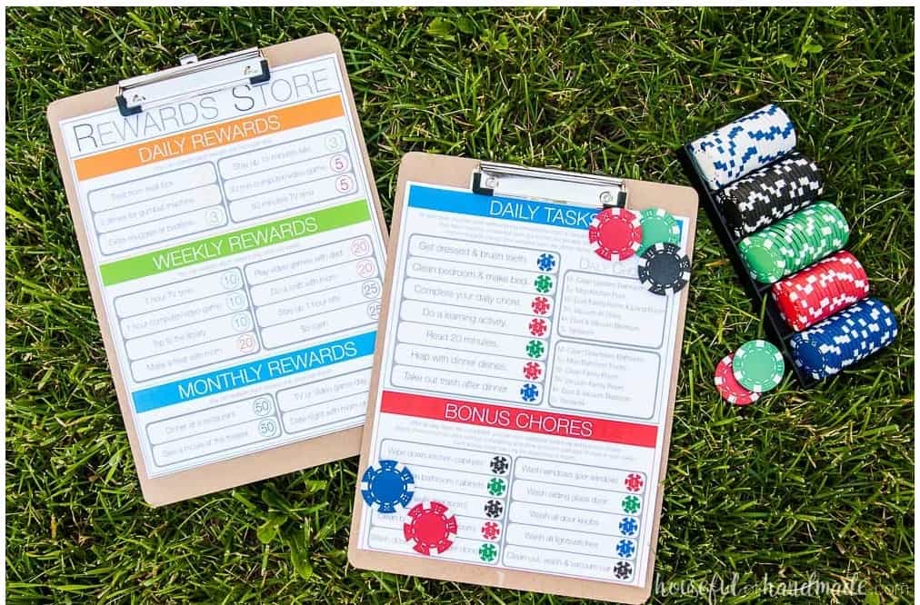 free printable chore chart for 5 year old screenshot of free printable family chore charts using poker chips