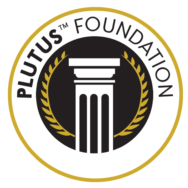 Plutus Foundation black and gold logo