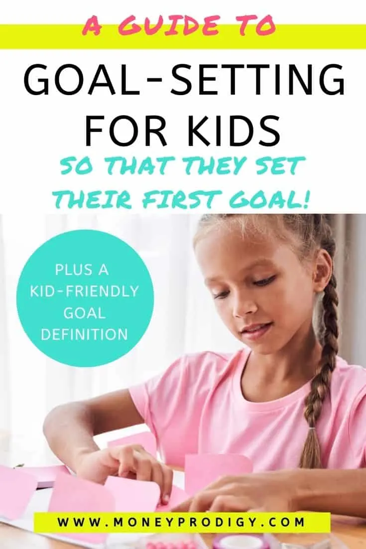 young girl working on setting a goal, text overlay