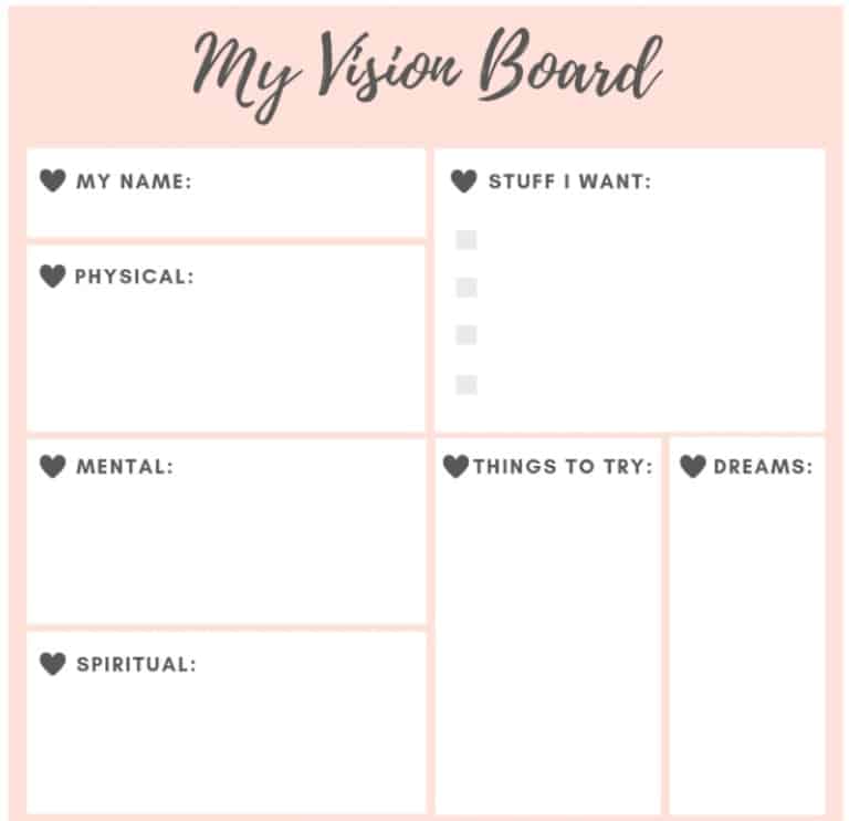7 Vision Board Worksheets for students (PDFs)