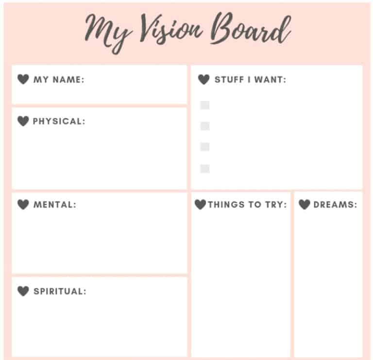 7 Vision Board Worksheets for Students (PDFs)