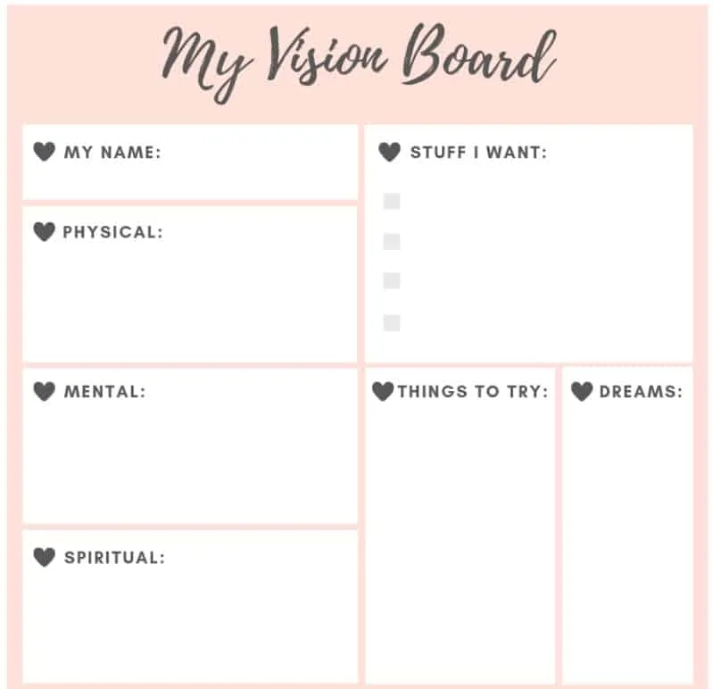 Free Printable Vision Board Worksheet - FREE PRINTABLE TEMPLATES