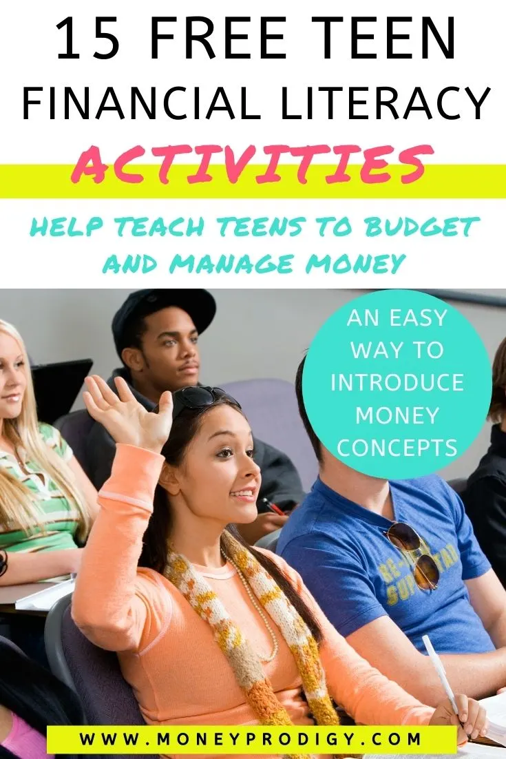 row of high school students with girl raising hand, text overlay