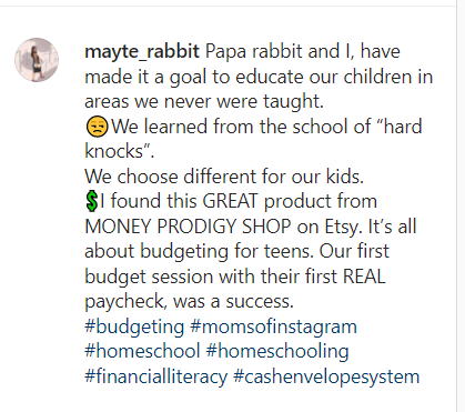 screenshot of testimonial from mayte-rabbit on Instagram
