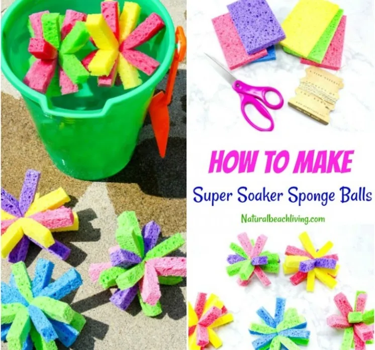 brightly colored sponges that look like stars, soaking in bucket