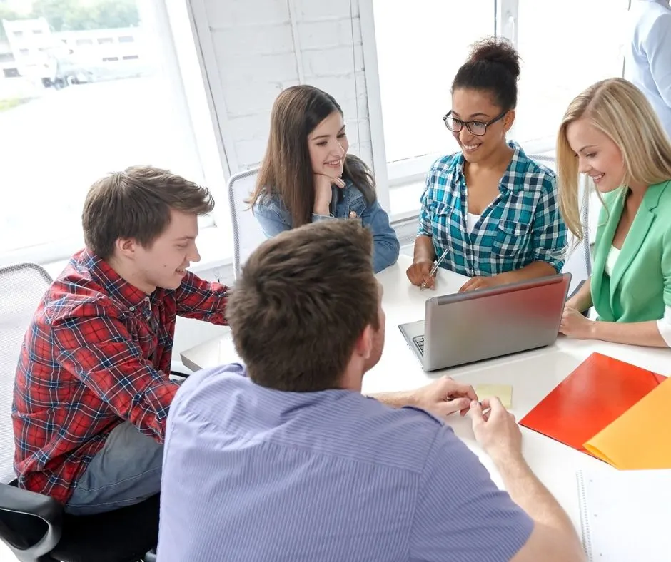 group of high school students having fun playing free Thanksgiving Mad Libs