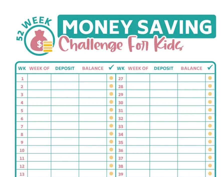 Money Saving Challenge for Kids with Printable – Morning Motivated Mom