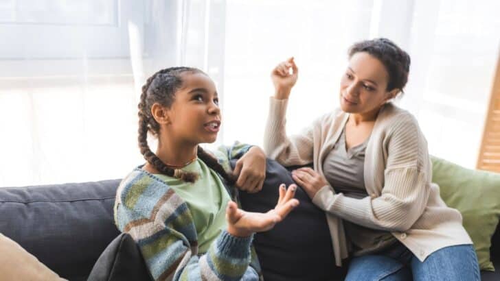 teen negotiating chores with mother on couch