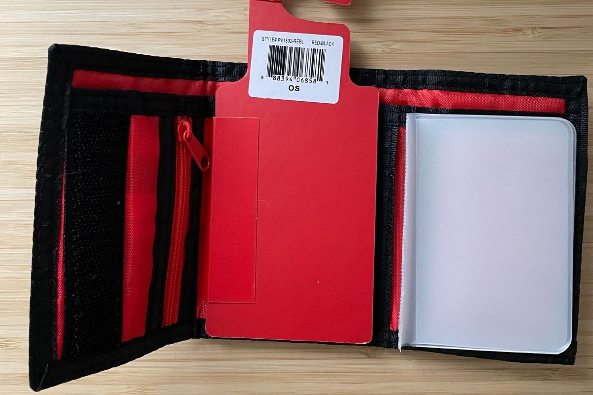 inside red and black Puma wallet