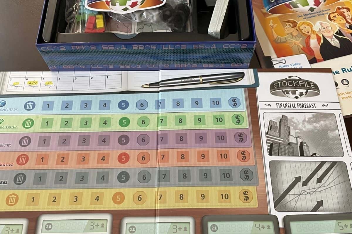 Stockpile board game box opened up