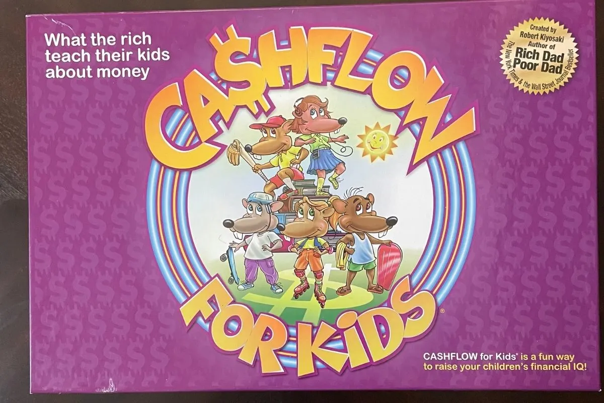 bright purple Cashflow for Kids cover with cartoon rats