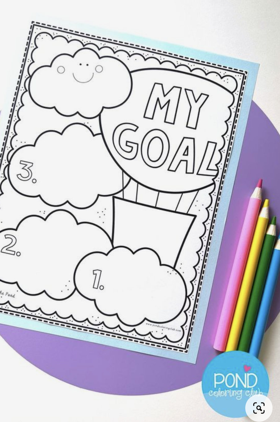 big clouds on black and white goal setting worksheet for elementary kids