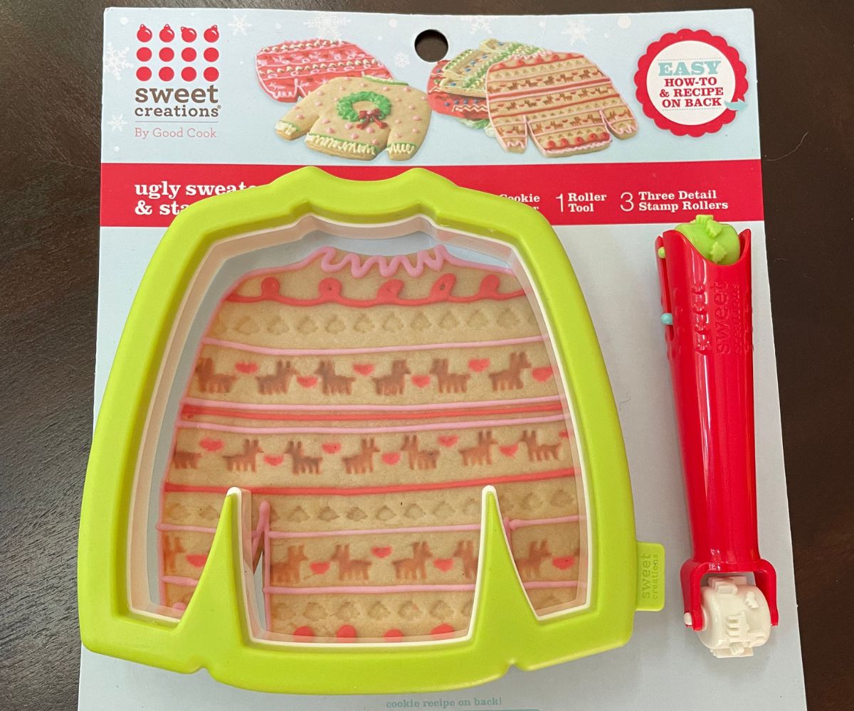 Ugly Sweater Cookie cutter set with stamp roller, too