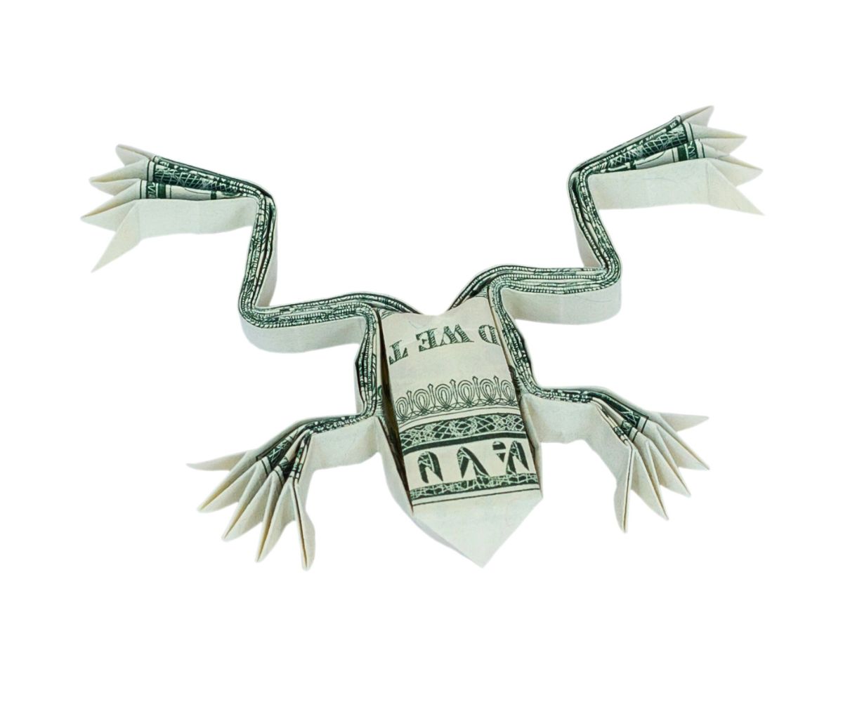 money origami in shape of frog