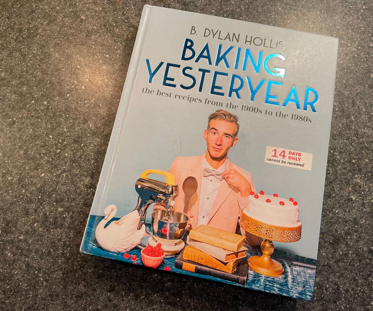 Baking Yesteryear hardback book on kitchen counter