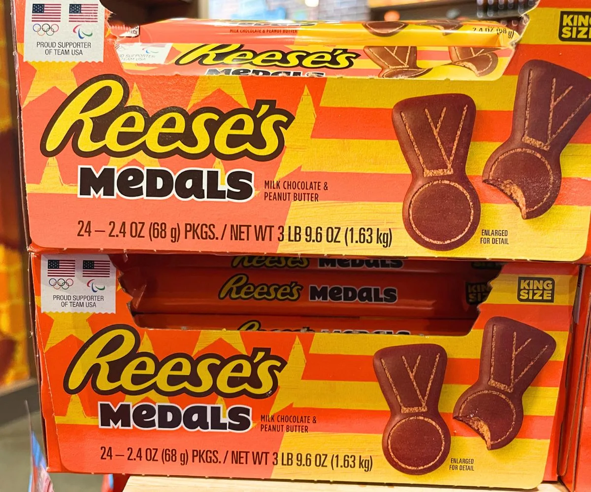 Boxes of Reese's Medals product for Olympic games