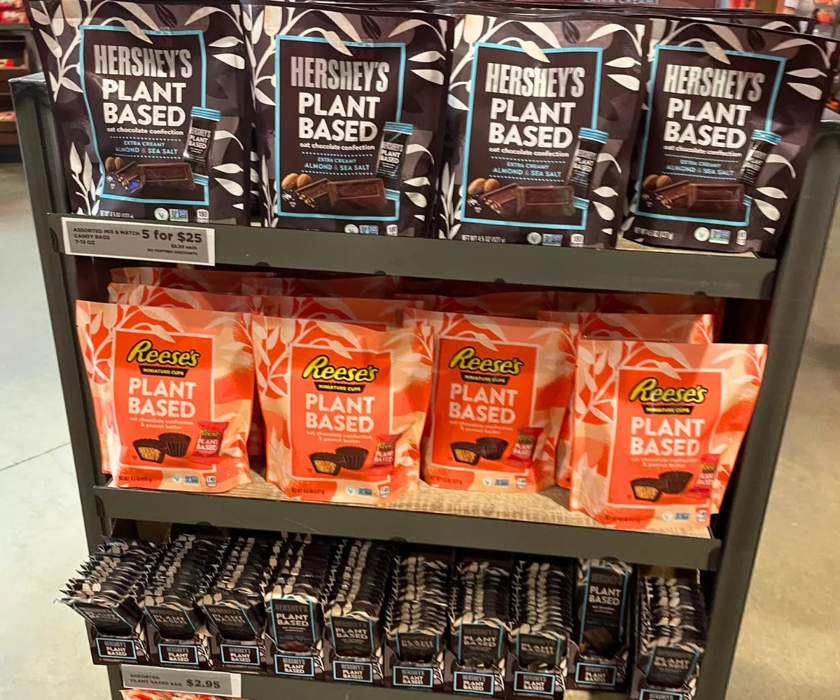 packages of Hershey's plant-based chocolates