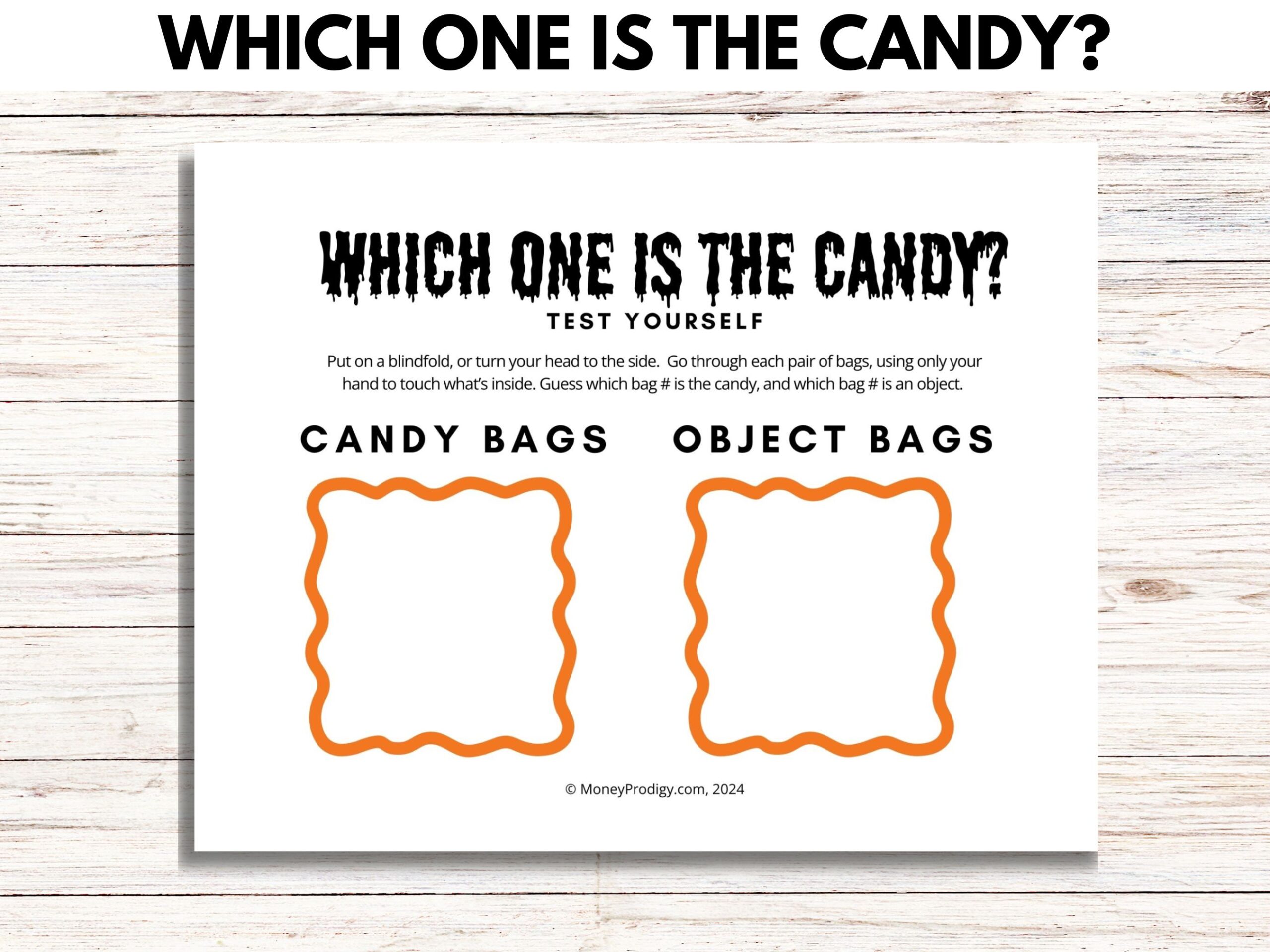 free printable Which One is the Candy on wooden desk background