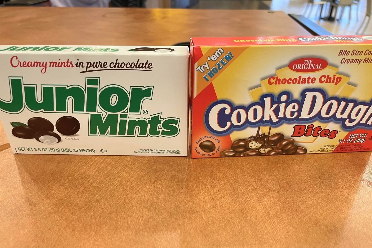 two boxes of theater candy on light background