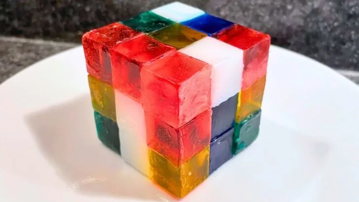 brightly colored cubes of soap in large puzzle cube