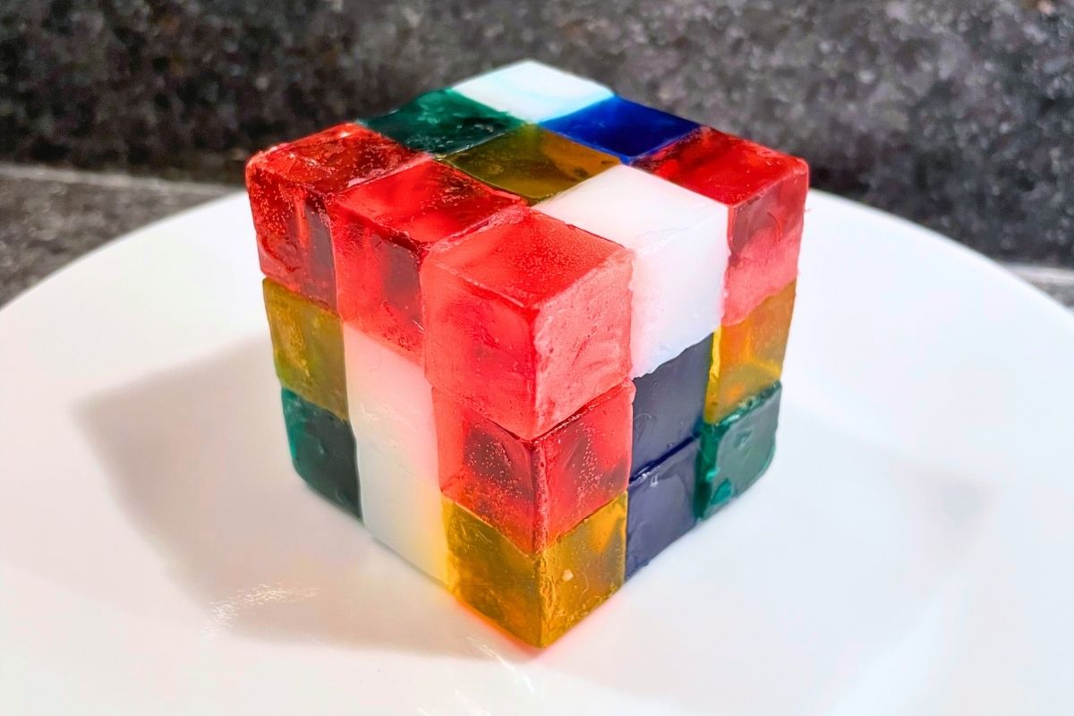 brightly colored cubes of soap in large puzzle cube
