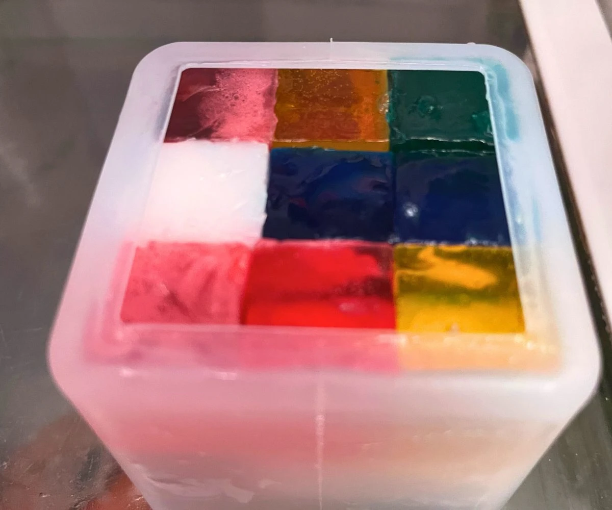 fully filled medium silicone mold in the refrigerator to harder