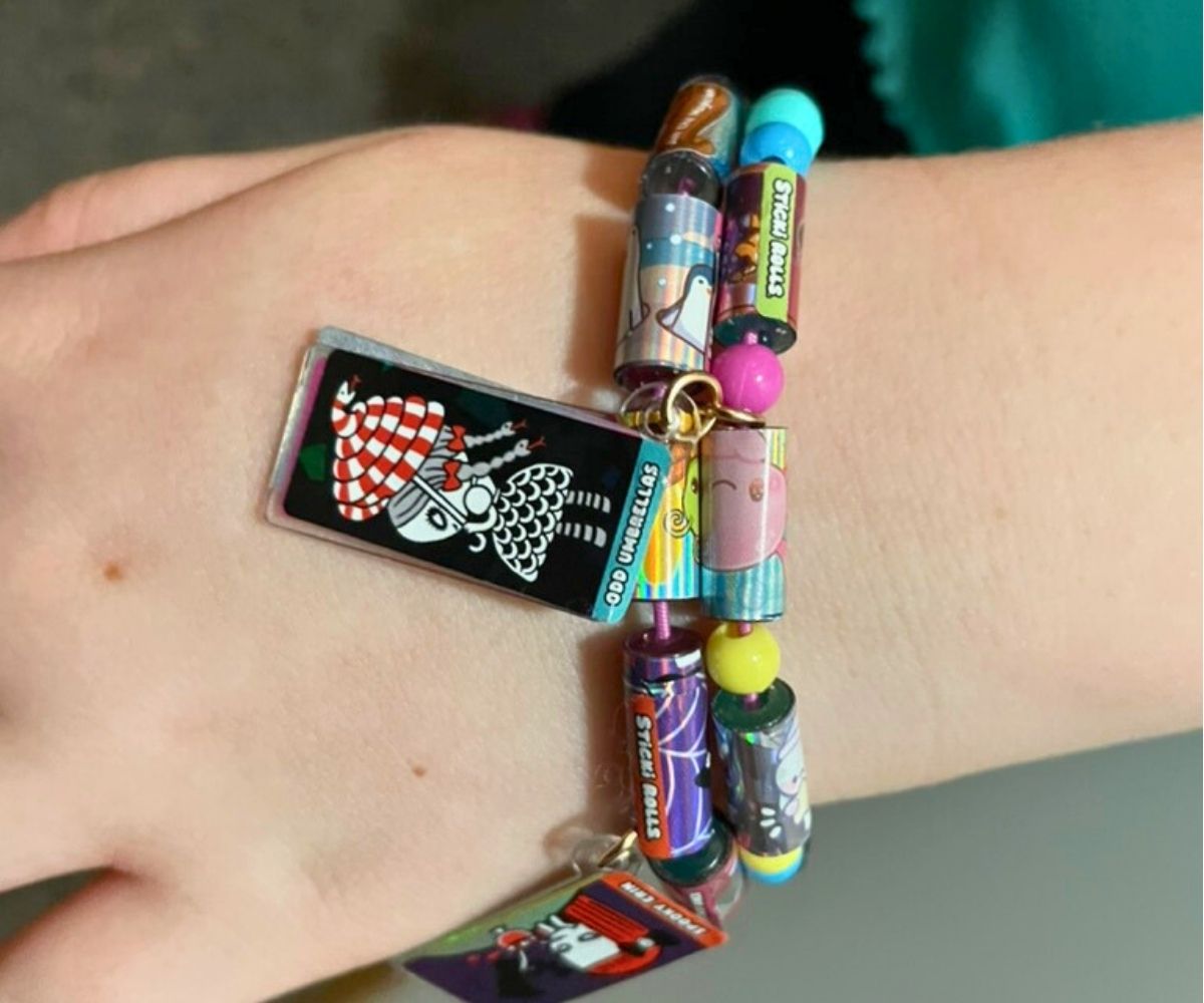 tween girl wrist with the Sticki Rolls bracelet on it